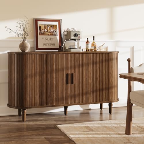 55" Sideboard Buffet Cabinet with Storage - Fluted Credenza Storage Cabinet