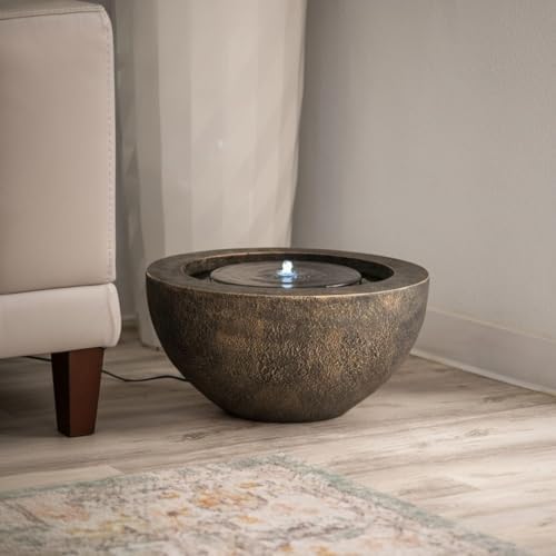 XBrand 20" Round Sphere Water Fountain with LED Light – Indoor Outdoor P...