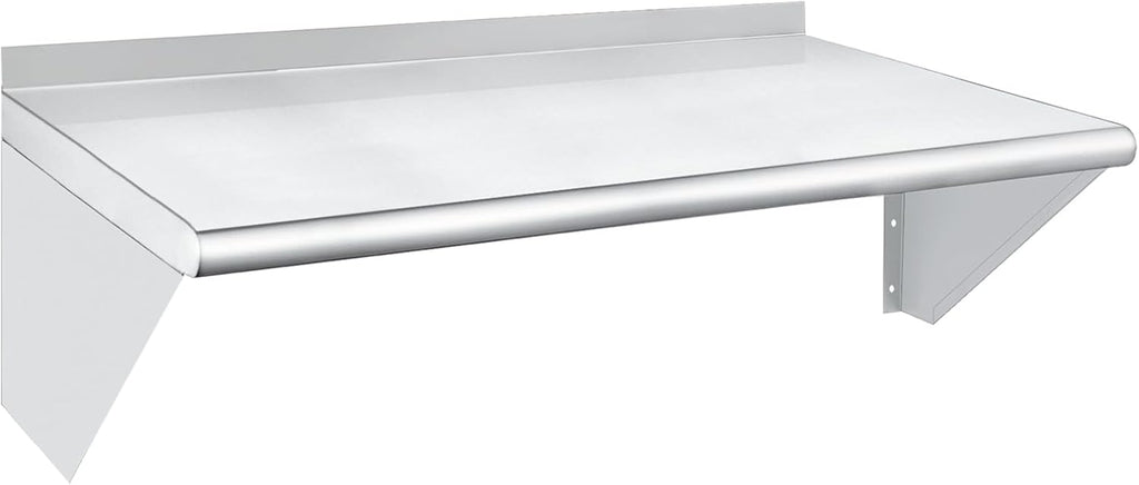 HARDURA Stainless Steel Shelf 18" x 36", 340lb Commercial Shelves Wall Mount Metal Shelving with Backsplash and Brackets for Kitchen, Restaurant, Laundry Room and Home
