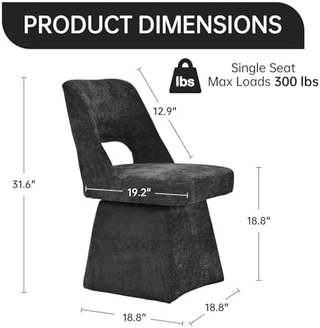 VKNOW Upholstered Swivel Dining Chairs Set of 4 with Curved Open Back