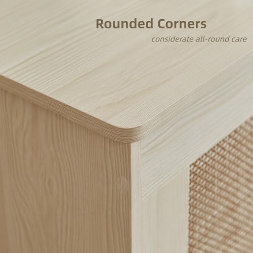 51.2" Storage Chest Large,Wooden Rattan Storage Bench.(White Cream) | St...