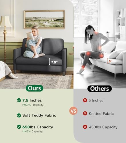 Welzona Loveseat, 51" Small Couch, Teddy Love Seat, Small Loveseat Sofa ...