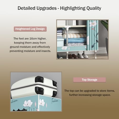 Canvas Wardrobe,Four-Column Portable Wardrobes for Bedroom,Closet Organizers ...