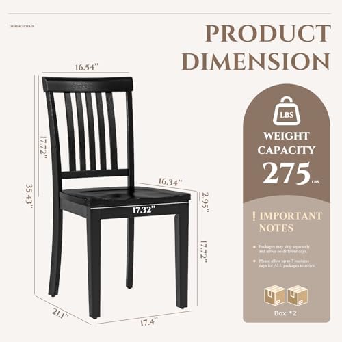 COLAMY Wooden Dining Room Chairs Set of 4, Spindle High Back Windsor Kitchen ...