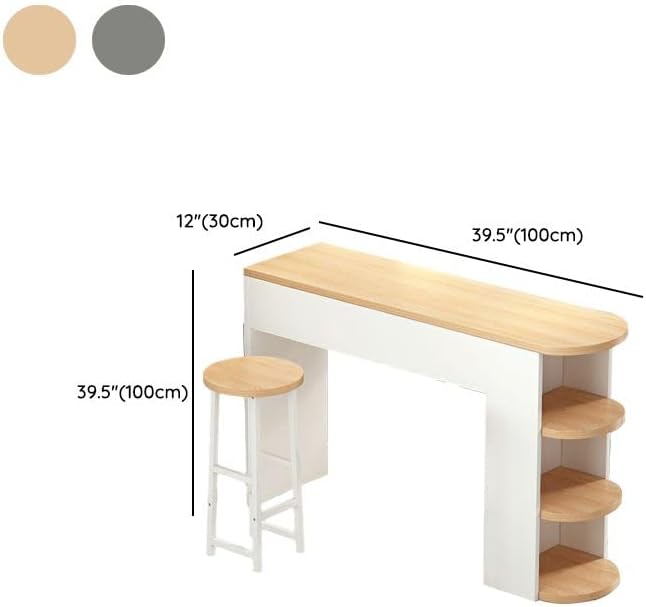 3-Piece Bar Table with Stools, Modern Living Room Set 3-Tier Storage Shelves ...
