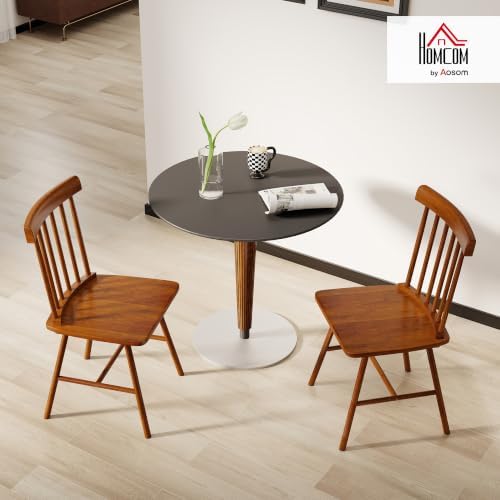 HOMCOM Windsor Dining Chairs Set of 2 Spindle Backrest Light Brown