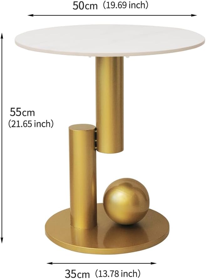 Side Table with Marble Top Metal White End Table Modern Sofa Side End Table C...