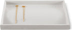 Velvet Jewelry Display Tray For Bracelet Pendant Necklace, Multi-Slot Stackable Storage Tray For Long Chain Jewelries, Drawer Insert Jewelry Organizer (White)