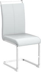 AZmac Modern Leather Dining Chairs Set of 4,Armless Kitchen Chairs,Dining Room Chairs with Upholstered Padded Seat and Sturdy Chrome Legs for Dining Room,Kitchen (Set of 4, Warm Grey)