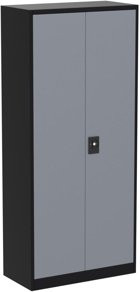 Metal Storage Cabinet with 2 Doors and 4 Adjustable Shelves, 71" Steel G...