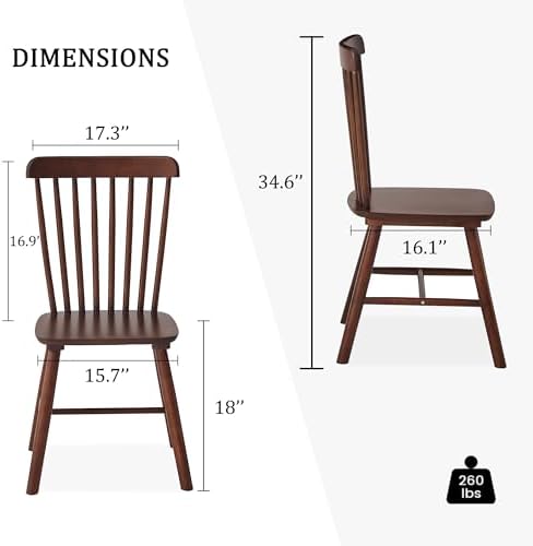 Dining Chairs Set of 6, Farmhouse Solid Wood Windsor Kitchen Chairs Set with ...