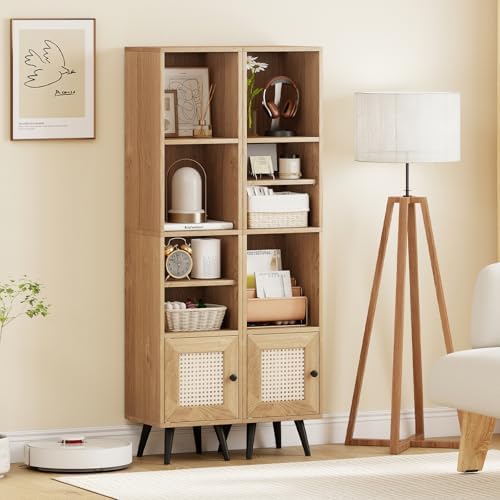 GIANTEX 6-Tier Tall Narrow Bookcase, 54 Inches Slim Storage Cabinet with Adju...