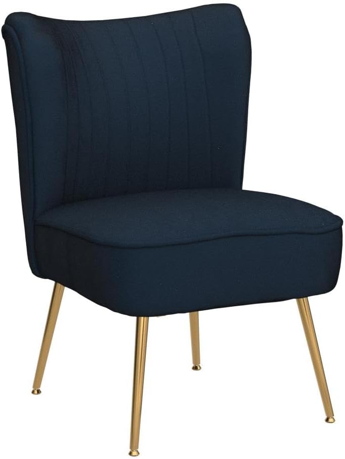 DUOMAY Modern Accent Chair Set of 2 Velvet Slipper Chair with Gold Legs Wingb...