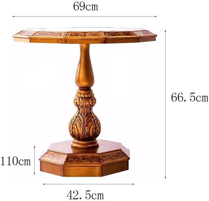 Vintage Country Style Side Table Hand Painted Art Carvings Dodecagonal Coffee...