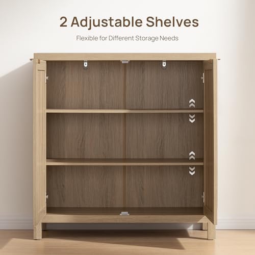 SICOTAS Rattan Cabinets, Sideboard Buffet Cabinet Credenza with Storage