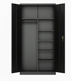 Steel Wardrobe Cabinet with Locking Doors | Adjustable Shelves & Hanging Rod, Large Metal Storage Closet, For Clothes, Tools, Garage, Home, Gym, Government