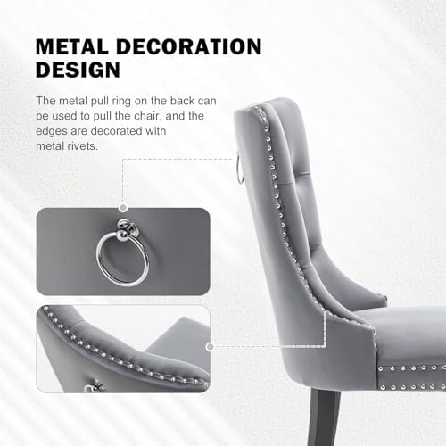 Hixkol Velvet Dining Chairs Set of 2,Upholstered Dining Chairs with Ring Pull...