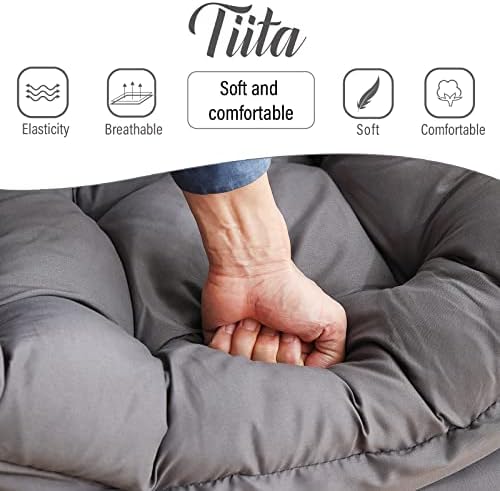Tiita Lazy Chair with Ottoman, Comfy Reading Accent Chair, Dark Grey