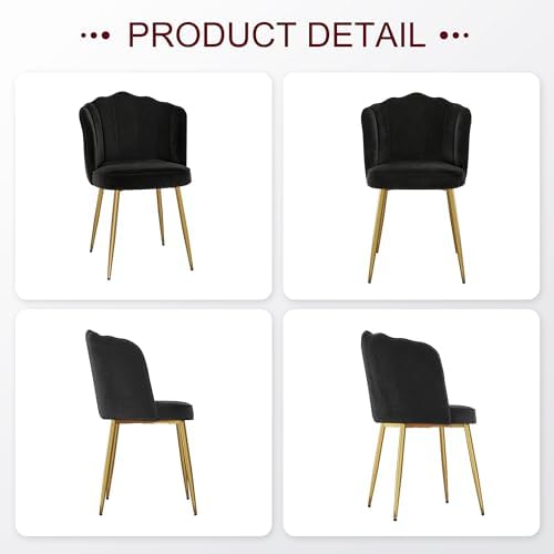 VECELO Velvet Dining Chairs Set of 4, Modern Upholstered Kitchen Chairs with ...