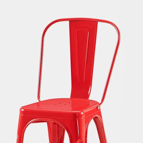 AC Pacific 18 Inch Seat Height Industrial Metal Dining Chairs, Stackable Kitc...