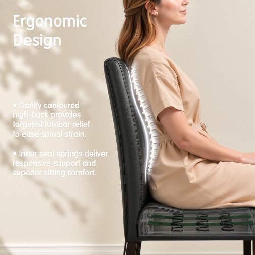 CHUN YI Dining Chairs Set of 4, Faux Leather Dining Room Chairs, Upholstered ...
