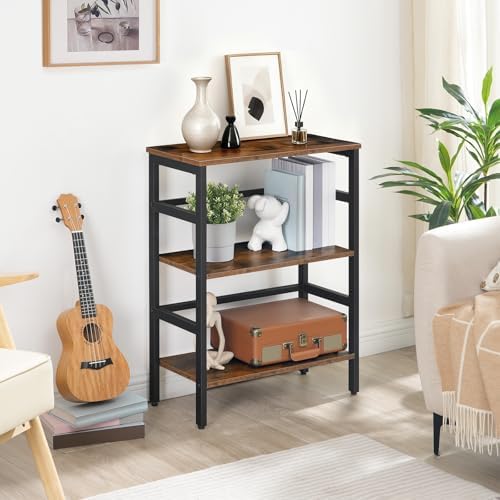 HOOBRO 3 Tier Bookshelf, 23.6" L Industrial Bookcase, Record Storage Rac...