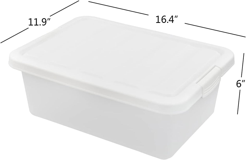 14 Quart Clear Storage Box, Underbed Plastic Latch Box with White Lids, 2-Pack