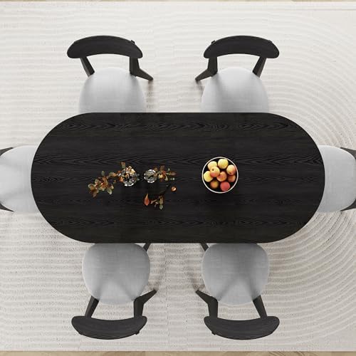 70.8 Inch Dining Table for 4-6 People, Oval Kitchen Table with Semi-Cylindric...