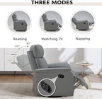 HAOMARKETS Swivel Rocker Recliner Chair Set of 2, Manual Faux Leather Glider Rocking Recliners for Adults, 360° Swivel Nursery Reclining Sofa with Padded Backrest for Living Room, Grey