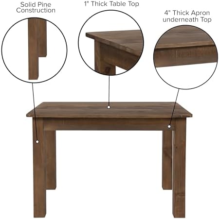 Merrick Lane Jessamine 46" x 30" Rectangular Rustic Solid Pine Farm...