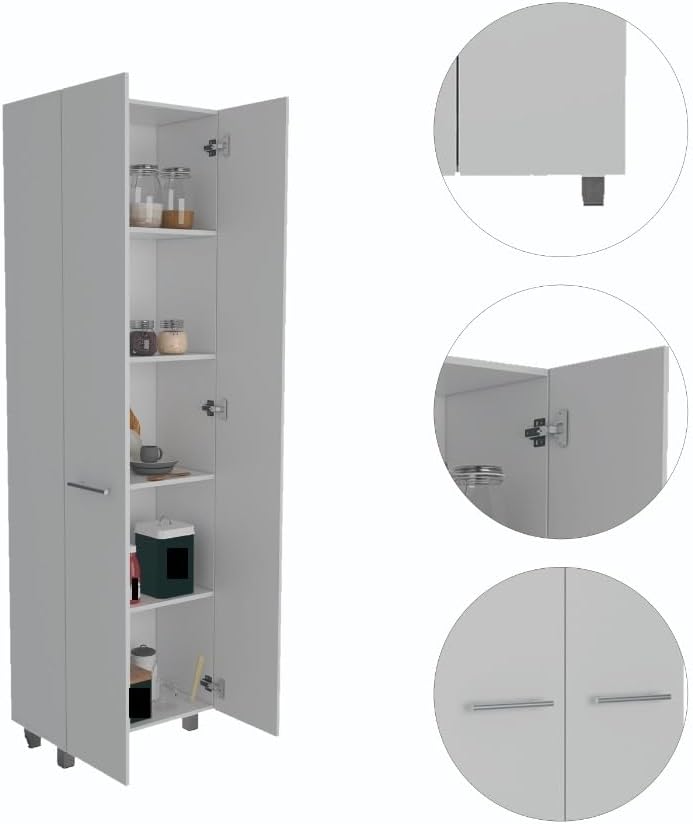 Freestanding Pantry Cabinet, Storage Sideboard Locker with Five Interior Shel...