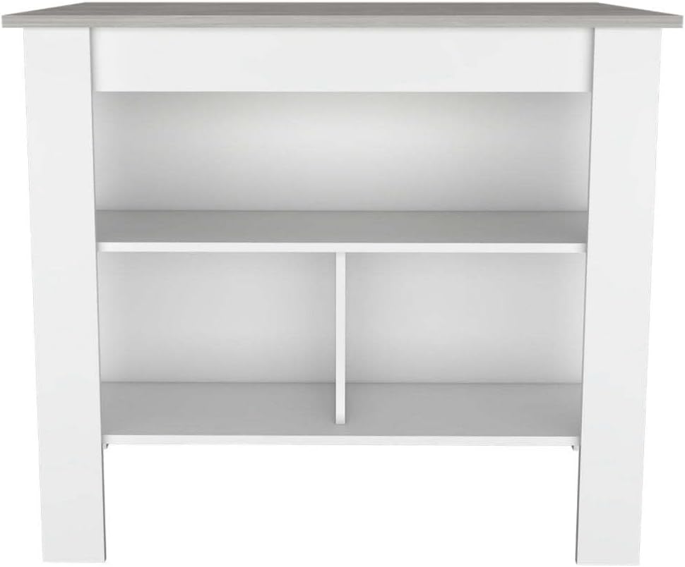 Kitchen Island with Three Storage Shelves and Four Legs | Three open storage ...
