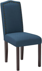 LSSBOUGHT Dining Chairs Set of 2,Upholstered Parsons Dining Room Chairs Fabric Kitchen Chairs with Solid Wood Frame and Nailhead Trim(Blue)