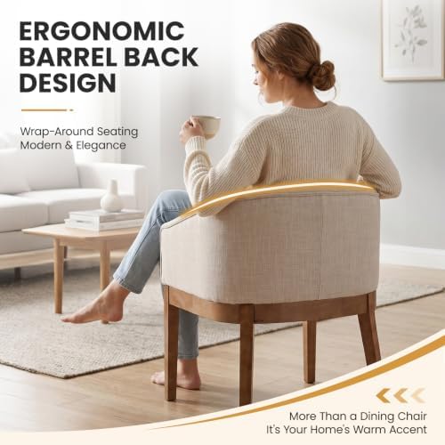 RIVOVA Mid-Century Modern Beige Dining Chairs Set of 8, Linen Upholstered Kit...