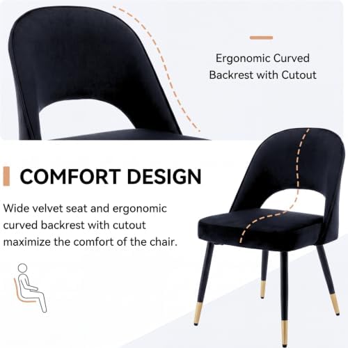 DUOMAY Modern Dining Chair Set of 6 with Open Back, Velvet Upholstered Armles...
