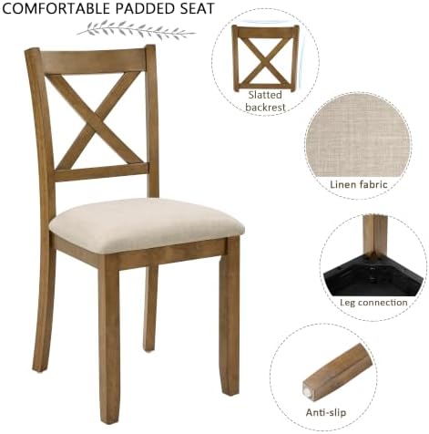 Harper & Bright Designs Complete 6-Piece Oak Dining Set –58.5" Recta...