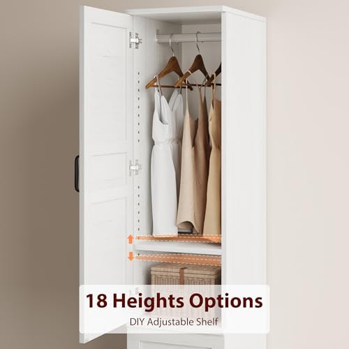 GarveeHome Armoire Wardrobe Closet with 2 Doors,72 in Wooden Wardrobe Cabinet...