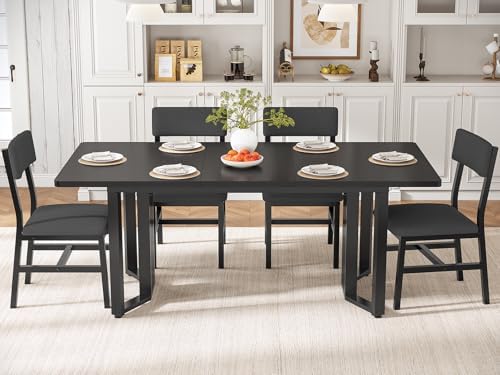 Itaar 5-Piece Dining Table Set for 4-6 People, 63" Extendable Kitchen Ta...
