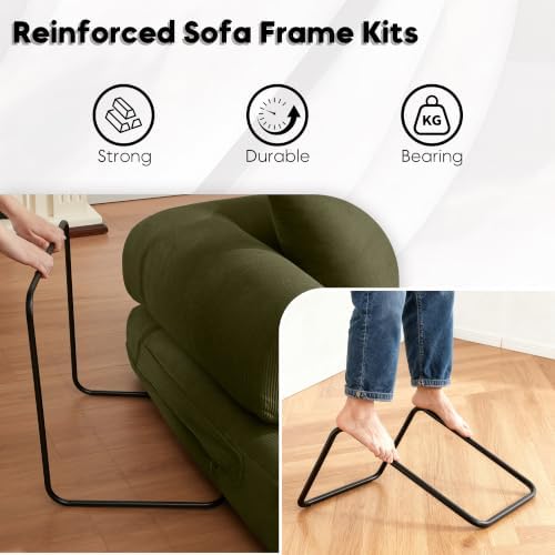 78" Convertible Floor Sofa Bed, Couches for Living Room, Green