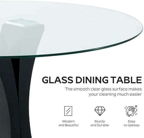 5-Piece Dining Table Set with 39In Tempered Glass Table and 4 Velvet Upholste...