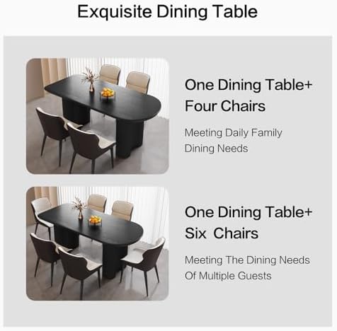 63" Modern Dining Table Set for 4, Black 5 Piece Dining Set