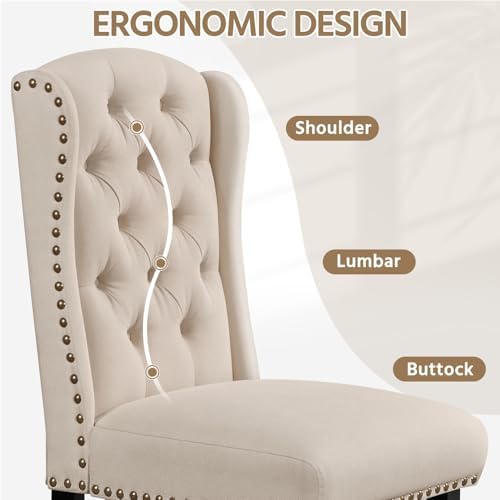 Yaheetech Upholstered Dining Chairs Set of 4 Button Tufted Chairs Beige