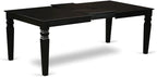 East West Furniture LGCE5-BLK-21 5 Piece Dining Table Set for 4 Includes a Rectangle Kitchen Table with Butterfly Leaf and 4 Mineral Blue Linen Fabric Parson Chairs, 42x84 Inch, Black