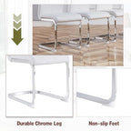63" White Marble Dining Table Set for 6, Modern Faux Marble Dining Table with Chrome Plate Leg, Kitchen Table with 6 PU Chairs for Kitchen Dining Room, White