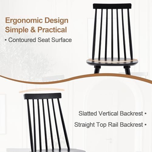 DUHOME Wooden Dining Chairs Set of 4, Spindle Back Wooden Kitchen Chairs