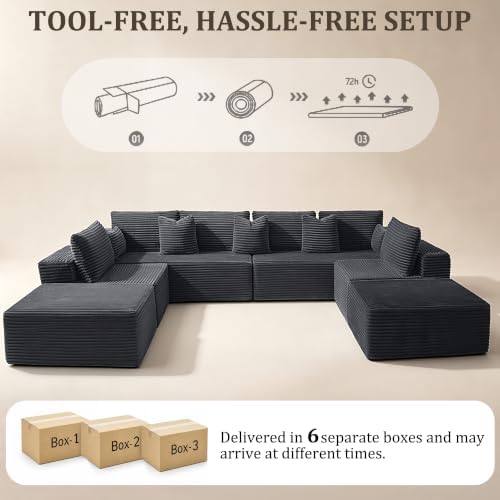 138" Oversized Couch for Living Room, Modular Sectional Couches U Shaped...