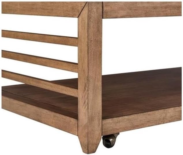 Pemberly Row 3-Piece Living Room Table Set, Harvest Brown Wood Finish, Poplar...