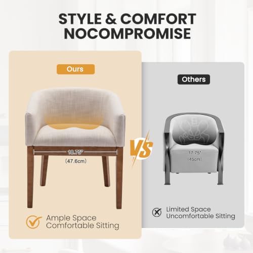 RIVOVA Mid-Century Modern Beige Dining Chairs Set of 8, Linen Upholstered Kit...