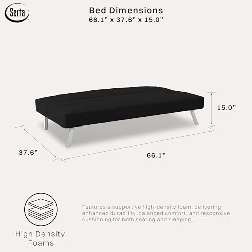 Serta® Rane Futon Sofa Bed 66.1", 3-in-1 Convertible Couch Sleeper for S...