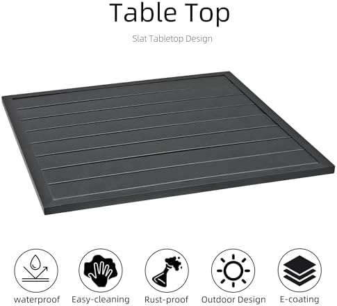 Anmutig Outdoor Bistro Set for 2, Stackable Chairs & Square Table, Black